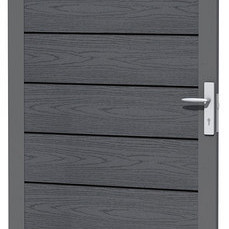 Composiet deur met houtmotief in aluminium frame 90 x 183 cm antraciet