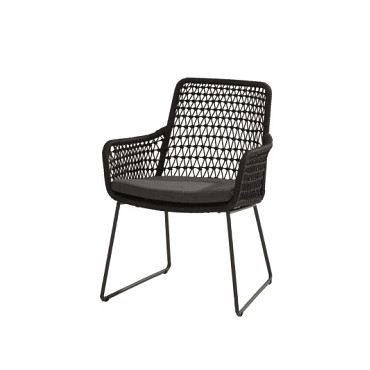 Athena dining chair knotted with cushion Anthracite - Colour cushions Black Venao 093 OP=OP