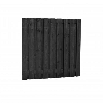 Grenen geschaafd plankenscherm 19-planks 15 mm, 180 x 180 cm, recht, zwart gedompeld. *