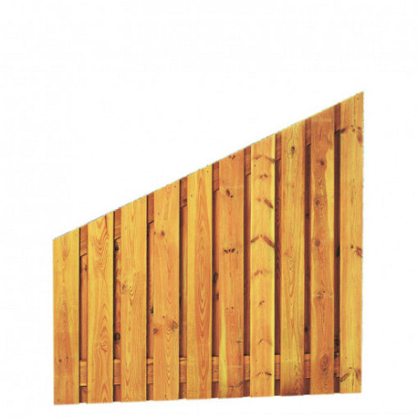 Grenen geschaafd plankenscherm 21-planks 17 mm, 180 x 180/90 cm, verticaal recht aflopend, groen geïmpregneerd. *