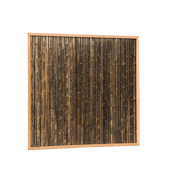 Bamboescherm van zwarte bamboestokken in douglas frame, 186 x 186 cm. *