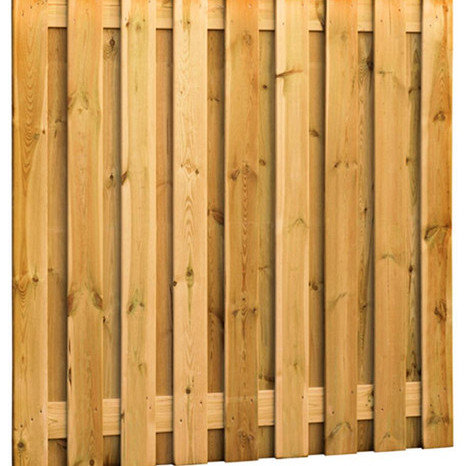 ++Grenen geschaafd plankenscherm 19-planks 15 mm, 180 x 180 cm, verticaal recht, groen geïmpregneerd.