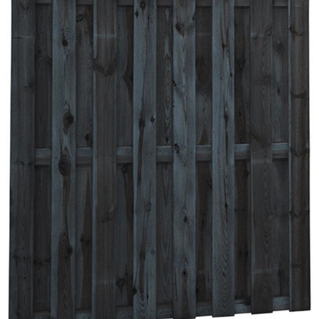 Grenen geschaafd plankenscherm 18-planks 15 mm 180 x 180 cm recht zwart gedompeld