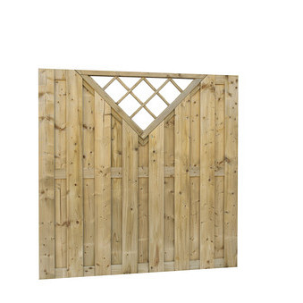 Jumboscherm geschaafd vuren 18-planks 15 mm, 180 x 180 cm, recht verticaal met trellis. *