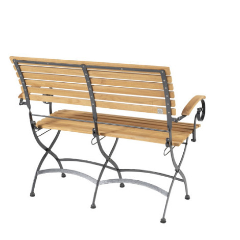 Bellini folding bench 2 seater with arm Teak