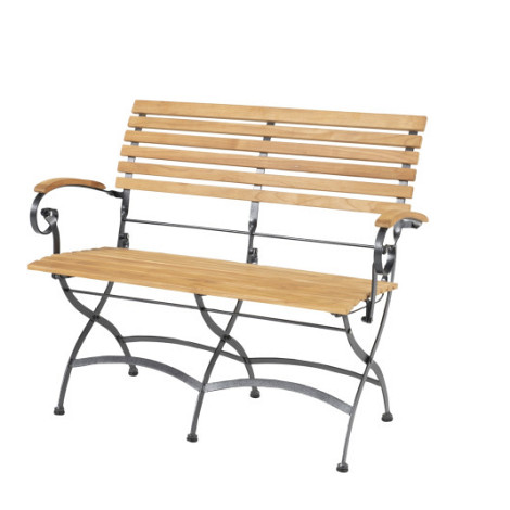 Bellini folding bench 2 seater with arm Teak