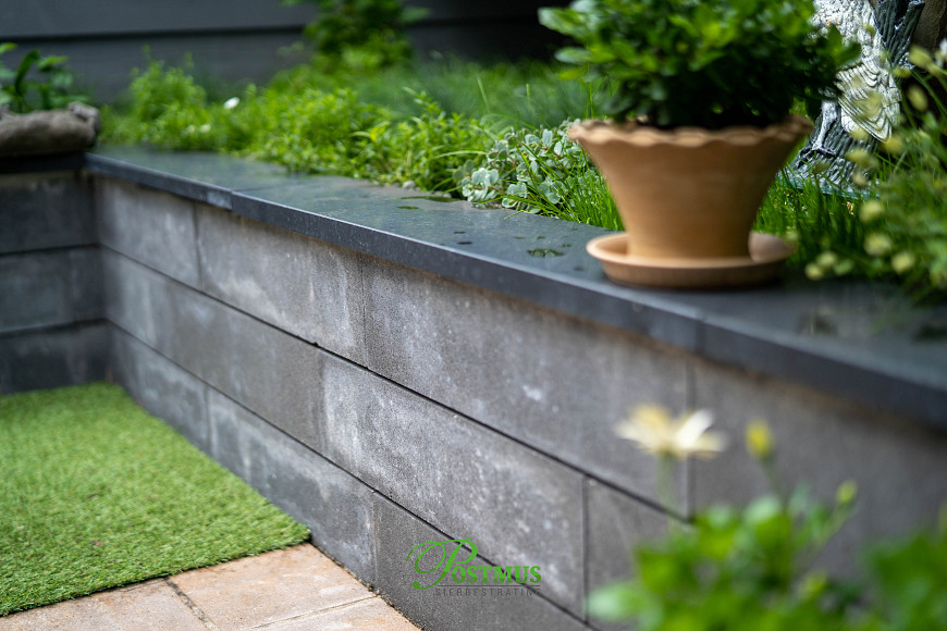 Natuursteen Basalt vijverranden 3x15x100 cm Geslepen**