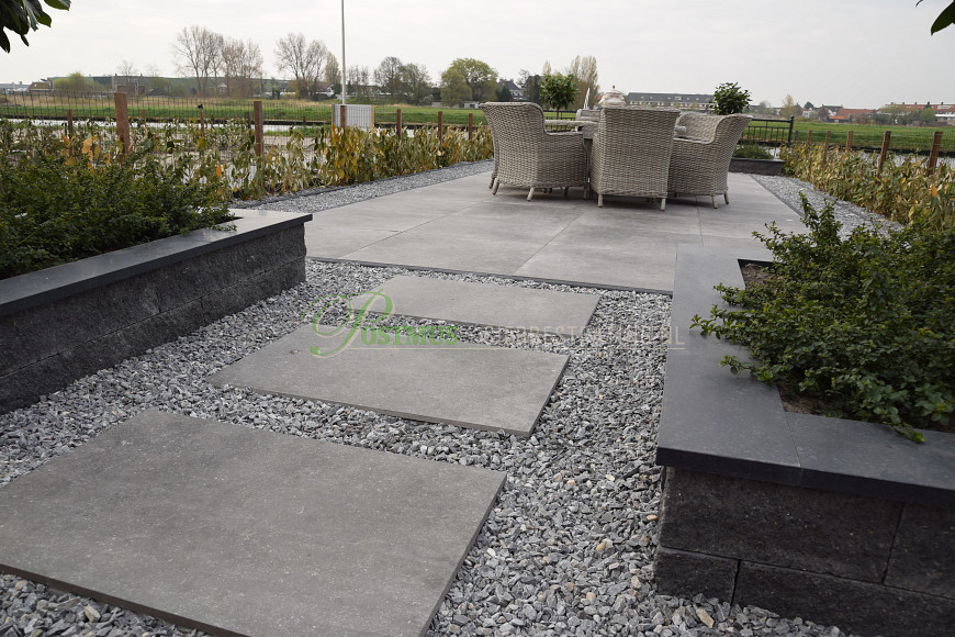 Natuursteen Basalt vijverranden 3x20x100 cm Geslepen**