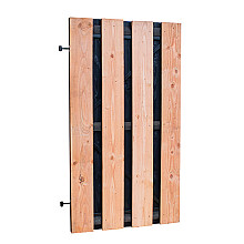 Douglas fijnbezaagde plankendeur met zwarte binnenzijde, op zwart verstelbaar frame, 100 x 180 cm, zwart/onbehandeld. *