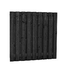 Grenen geschaafd plankenscherm 19-planks 15 mm, 180 x 180 cm, recht, zwart gedompeld. *