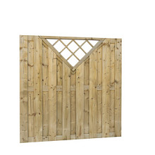 Jumboscherm geschaafd vuren 18-planks 15 mm, 180 x 180 cm, recht verticaal met trellis. *
